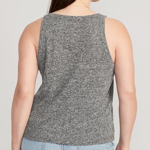 Old Navy EveryWear Linen Blend Tank Top Scoop Neck Sleeveless Gray Size XXL - Picture 2 of 5